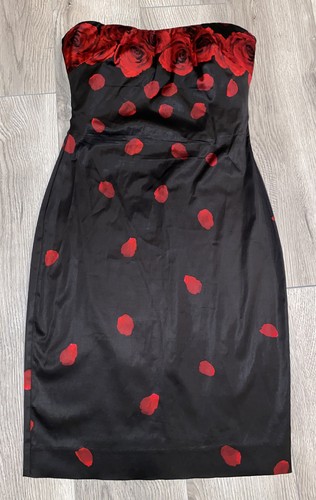 Bebe Floral Rose Petals Strapless Dress XS