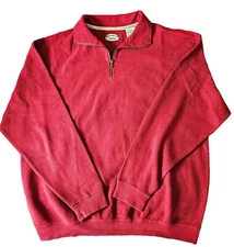 Tommy Bahama Bungalow Brand Sweater Medium Burgandy 1/4 Zip Pullover, Great Cond