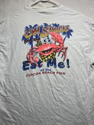 Vintage Cocoa Beach Florida Eat Me Crab T Shirt Adult Mens L Graphic Fishing Y2K