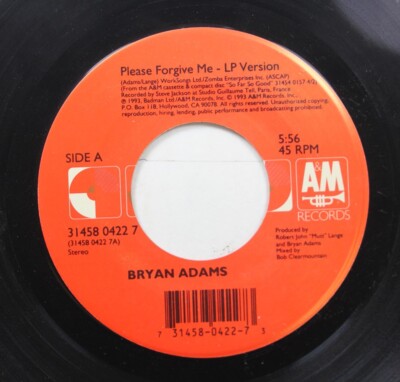 Rock 45 Bryan Adams - Please Forgive Me / Cuts Like A Knife On Am