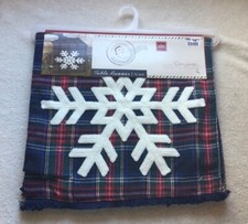 Winter Wonder Table Runner 72x13 inches NWT Blue plaid Snowflake Winter