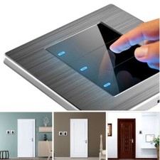 2 way 3 Gang LED Wall Light Switch Stainless Steel Thin Modern Home Decor 86mm #