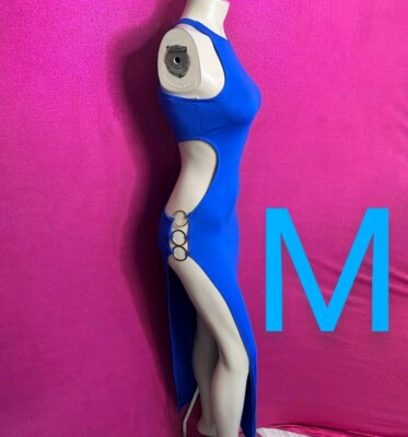 Sexy Classy Royal Blue Side Cut Out Slit O-Rings Detail Maxi Dress~Size M | eBay Sexy Classy Royal Blue Side Cut Out Slit O-Rings Detail Maxi Dress~Size M | eBay