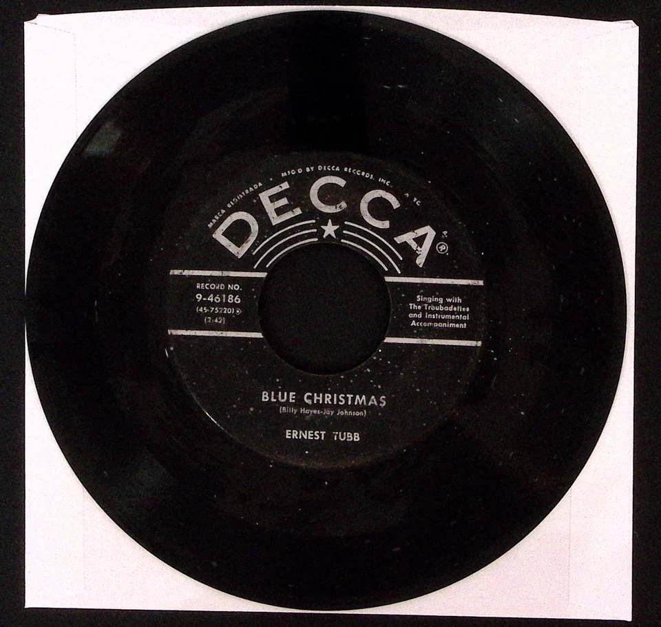 ERNEST TUBB WHITE CHRISTMAS/BLUE CHRISTMAS DECCA RECORDS VINYL 45 VG 35-65 - Image 2 of 2