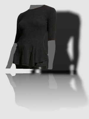 $265 Neiman Marcus Women's Gray Cashmere Elbow Sleeve Sweater Size M