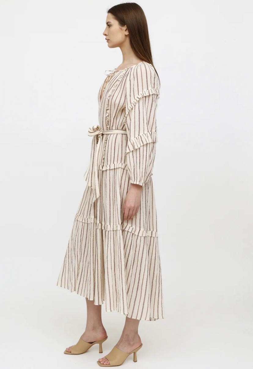 Ulla Johnson NEW Imari Midi Dress In Cream Multi Oversized Size 2 image 5