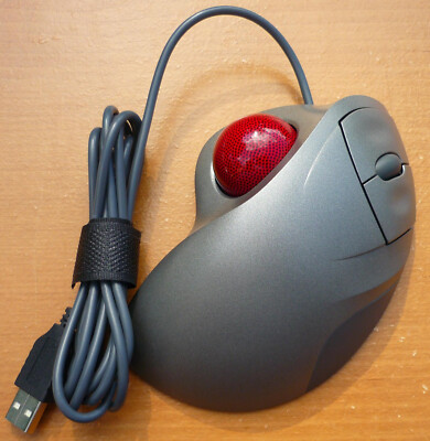 Logitech Trackman Wheel Mouse Optical T-BB18 804360-1000 Silver - GOOD+ COND