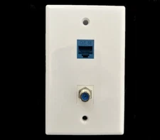 CAT5E Ethernet Wall Plate F type 3G Coax 2Port Keystone Network Female to Female