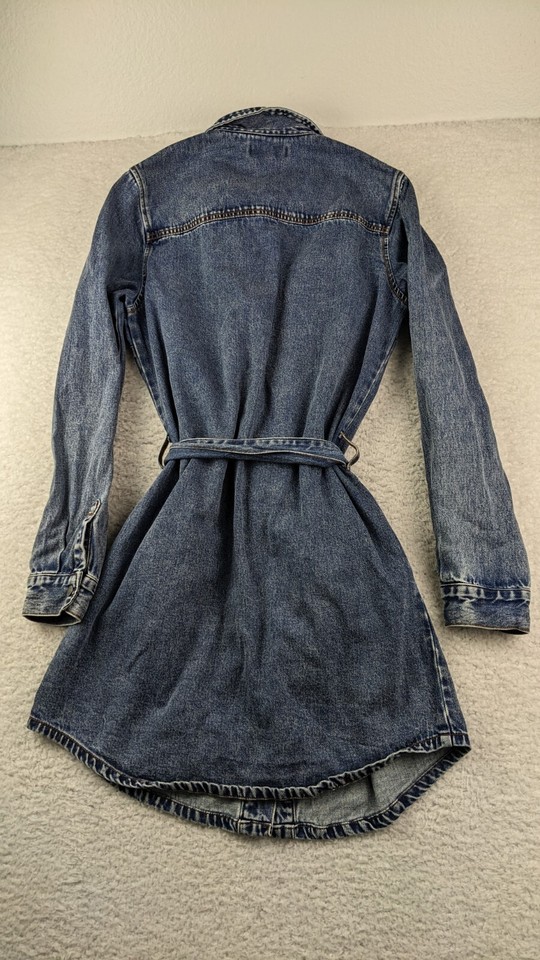 HABITUAL Denim Dress Jean Dress Dark Wash Long Sleeve Women's Size XS