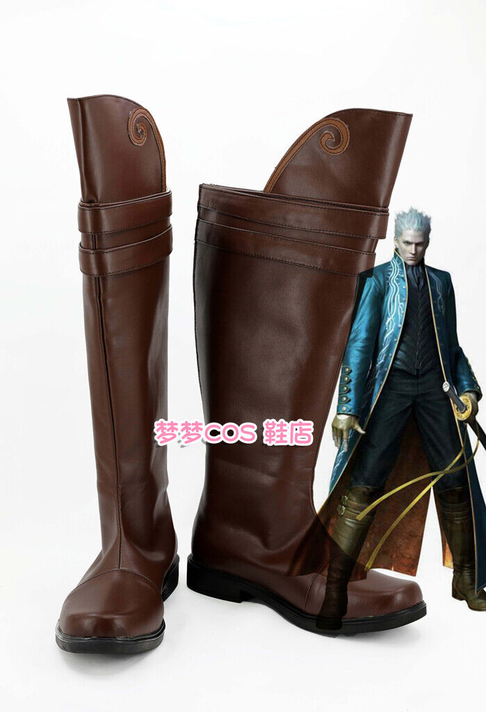 Devil May Cry 3 Vergil Brown Shoes Cosplay Boots