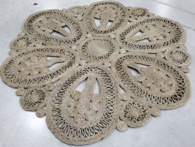 IVORY 6' X 6' Round Broken Thread Rug, Reduced Price 1172706730 NF360B-6R