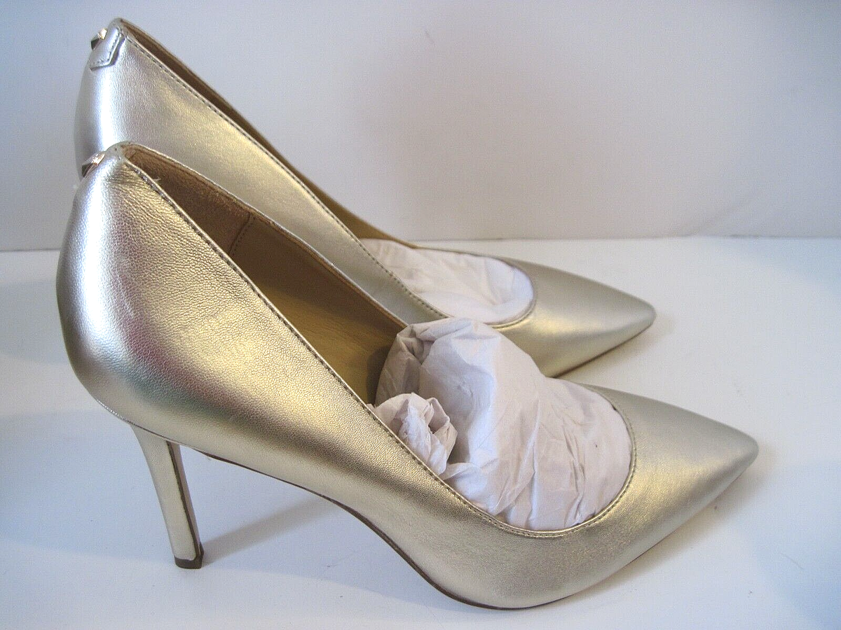 Sam Edelman Hazel Gold Soft Metallic Stiletto Pointed Toe Dress