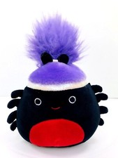 Squishmallows Halloween Black Red Bella Spider 4" Plush Purple Hair