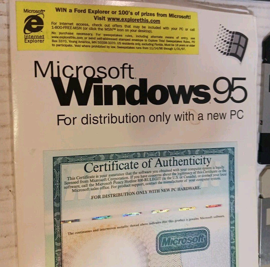 MICROSOFT WINDOWS 95 - Upgrade 3.5 Inch Floppy Disk Software MICROSOFT WINDOWS 95 - Upgrade 3.5 Inch Floppy Disk Software