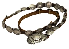 Los Plateros Santa Fe silver concho style Buffalo head nickle buckle and belt