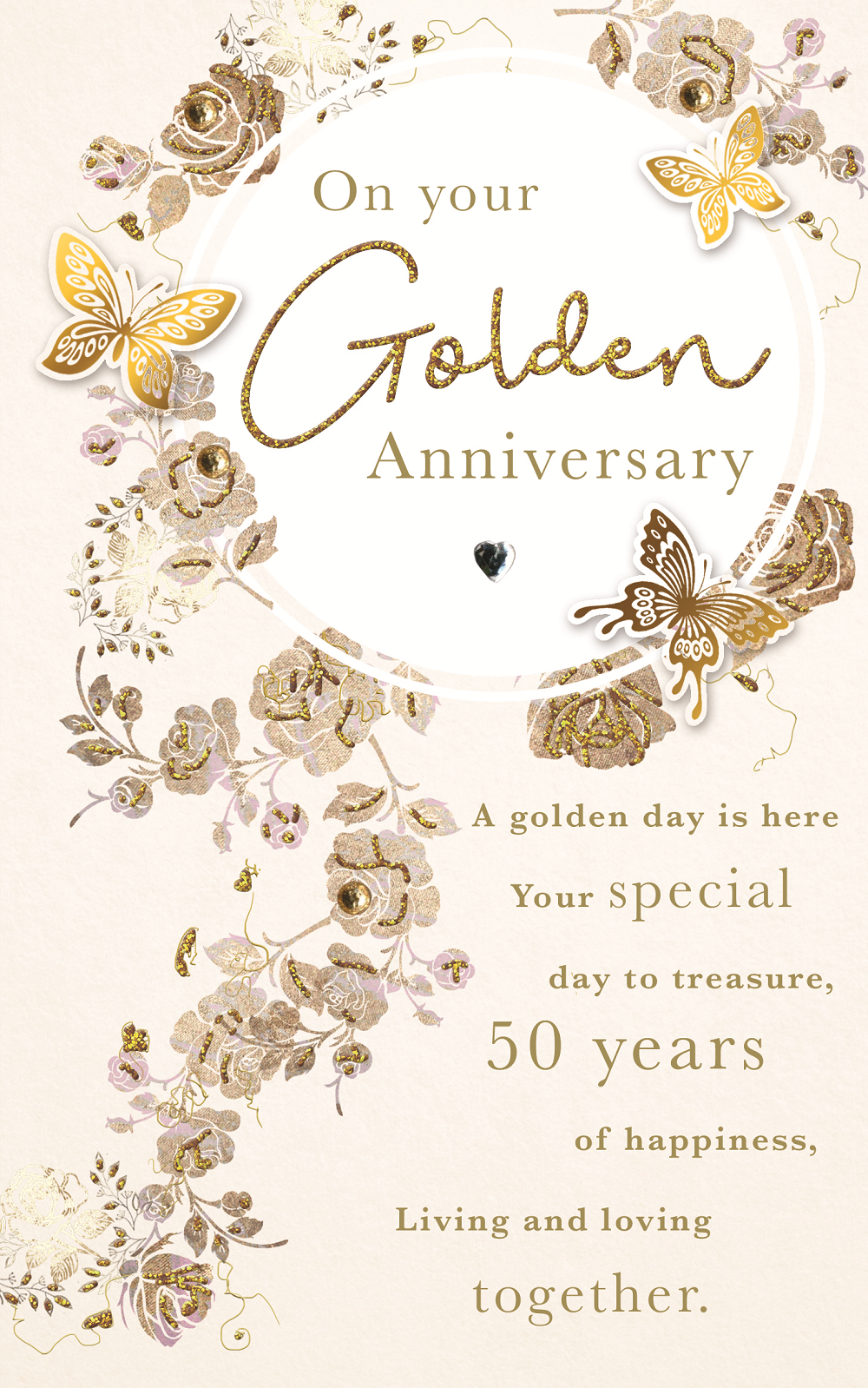 Golden Anniversary Embellished Anniversary Greeting Card Words To Cherish Cards