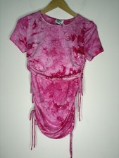 Princess Polly Size 6 Tie Dye Ruched 2 Piece Outfit Shirt Skirt 100% Cotton