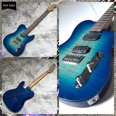 Blue Flame Maple Top TL Electric Guitar Tilt Fret Solid Body China Factory