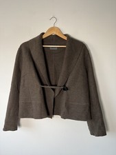 Oska Chocolate Brown Boiled Wool Cardigan / Relaxed Jacket Lagen Art Size 1