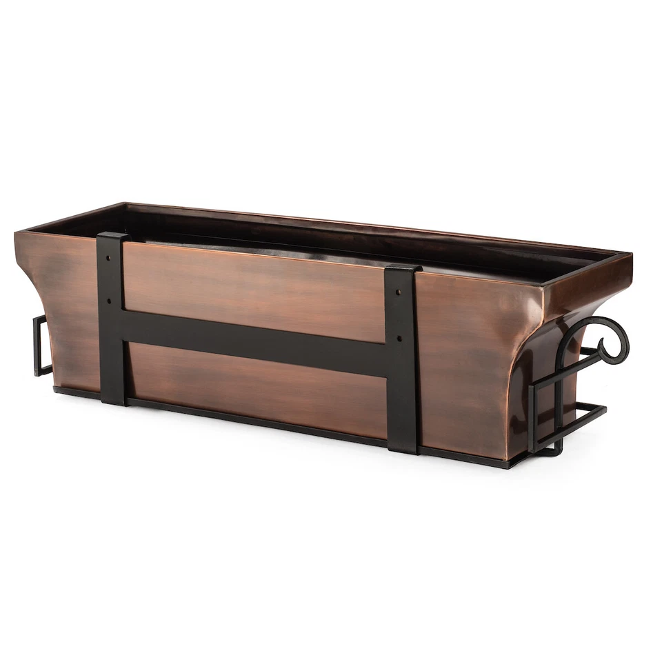 Caja ventana H Potter GAR514 30 pulgadas acabado cobre antiguo exterior flores jardín Foto 3 de 4
