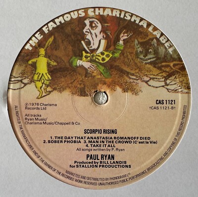 PAUL RYAN ~ SCORPIO RISING ~ 1976 UK VINYL LP + LYRIC INSERT
