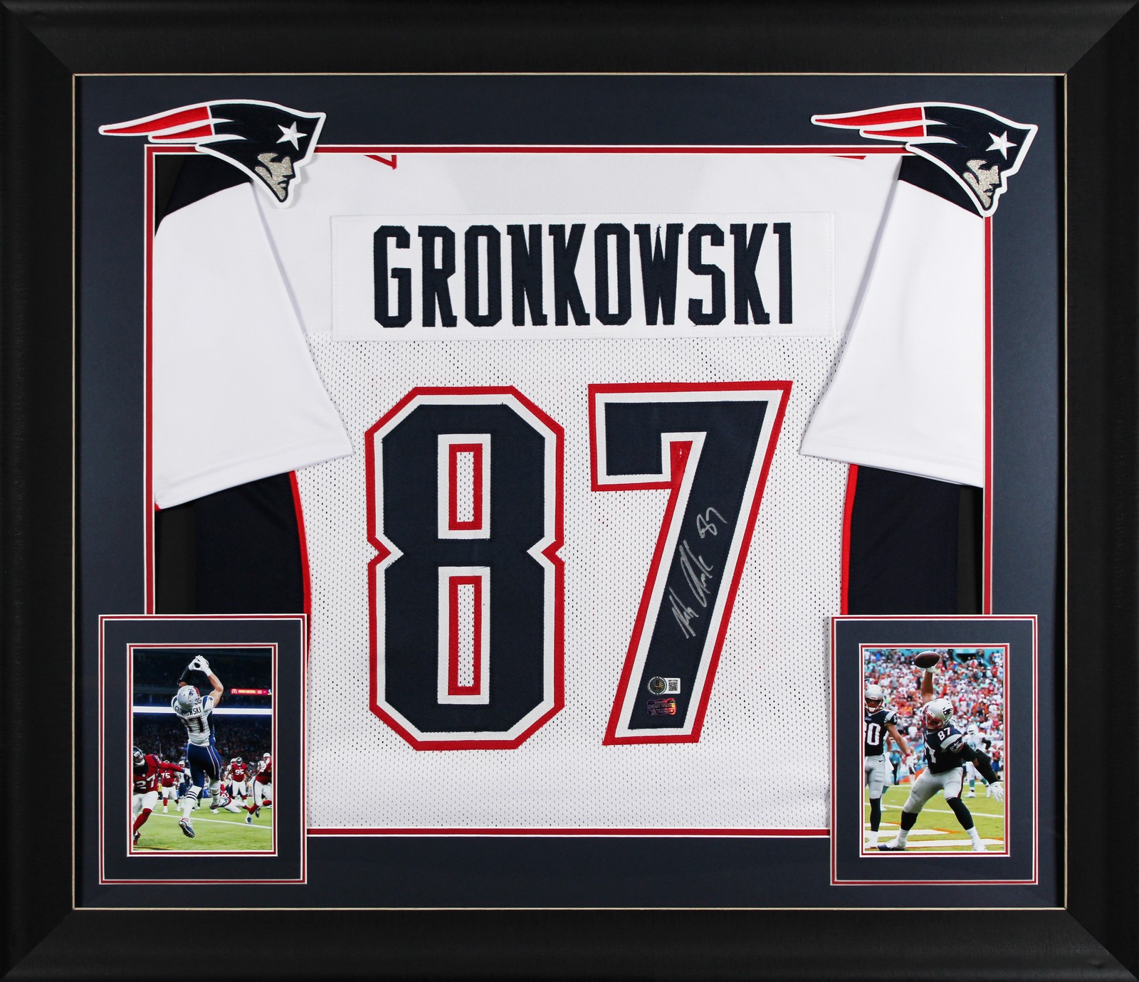 Rob Gronkowski Autographed Signed New England Patriots Authentic White Pro Style Framed Jersey BAS Witnessed 