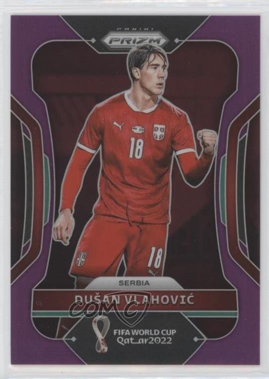 2022 Panini Prizm World Cup Qatar Purple Prizm 166/199 Dusan Vlahovic #255 0su2