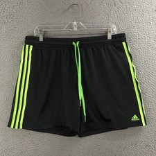 Adidas Shorts Men XL Athletic Climalite Mesh Breathable Training Black Green