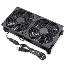 mm USB Router Cooling Fan Pad Dual 120mm 3-Speed 5V Modem DVR Laptop