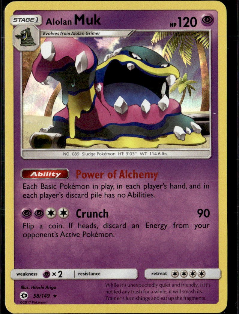 Pokemon Alolan Muk 58/149 Sun Moon Base Set Holo Rare