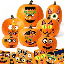48 Sheets Pumpkin Decorating Kit, Halloween Pumpkin Stickers Decorations
