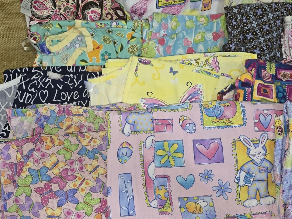 Lot Quilt Craft Sew Fabric 14 Pcs Scrub Fabrics Quilting Doll Teddy Bear Clothes - Image 4 of 4