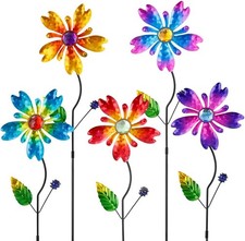 Garden Decor for Outside,5 Pcs Metal Flowers Garden Stakes Decorative Colorful S