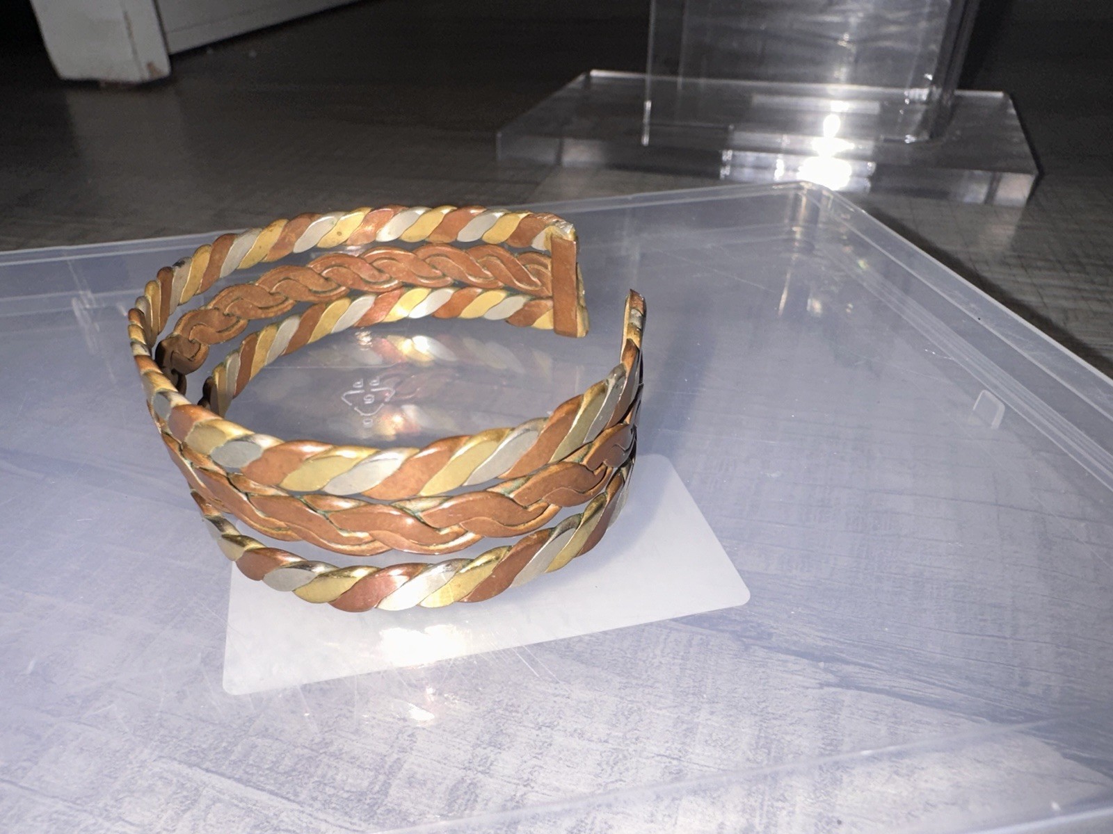 Braided Multicolor Copper Brass Cuff Bracelet Boh… - image 3