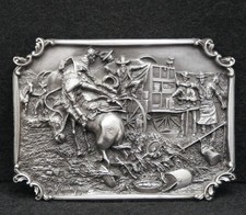 WB13135 NOS VINTAGE 1987  BRONC TO BREAKFAST  CHARLES M. RUSSELL BELT BUCKLE