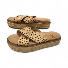 Sam Edelman Korina Printed Calf Hair Crossover Espadrille Platform Sandals  7.5