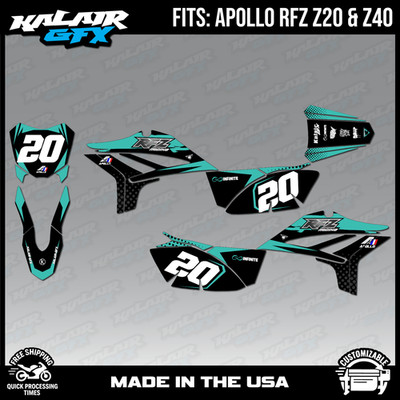 Graphics Kit for Apollo Z20 Z40(RFZ Z 20 40) Spear Series - Teal