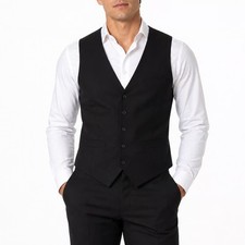 Kenneth Cole Reaction Mens Black Suit Vest Waistcoat Size S Formal Wedding