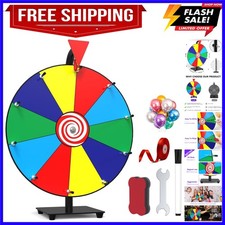 14 Inch Prize Wheel - 10 Slots Color Spinning Wheel for Prizes with Stand, He...