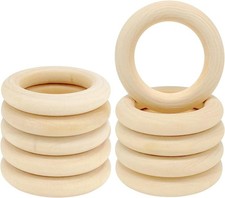 10PCS Natural Wooden Craft Rings Unfinished for Macrame and DIY Projects