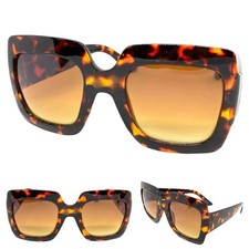 OVERSIZED EXAGGERATED VINTAGE RETRO Style SUNGLASSES Large Square Tortoise Frame