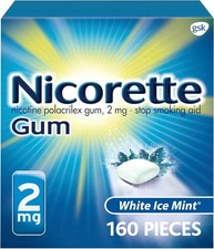 Nicorette 2mg Quit Support Nicotine Gum White Ice Mint 160 Count