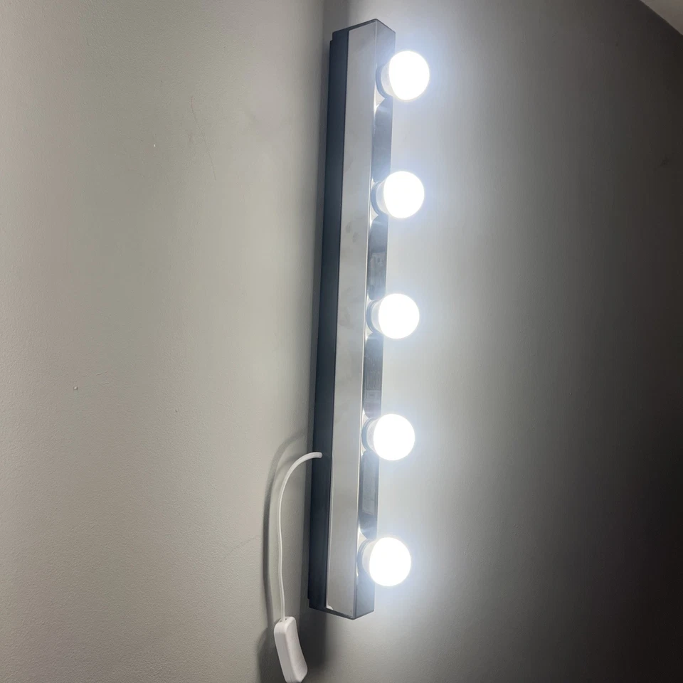 IKEA Pair Vanity Wall Lamps LED Stainless Steel Strip Lights Wall Hang Bathroom - Image 4 of 4