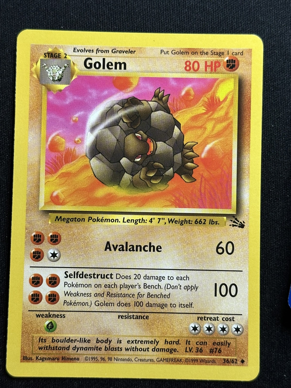 Golem Fossil 36/62 Pokemon card NM