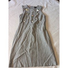 Banana Republic Gray Sleeveless Embroidered Floral Sheath Dress Size 8
