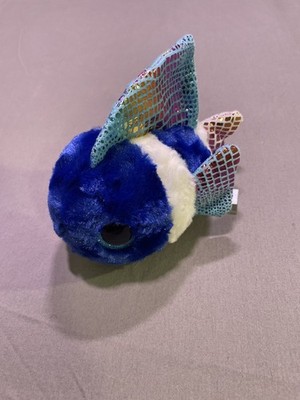 Aurora YooHoo & Friends Blue and White Fish Plush Glitter Eyes Iridescent Fins