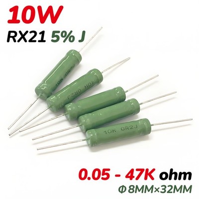 10W Wirewound Resistors Axial Leaded 5% J 0.05 to 47K ohm Resistor Through Hole