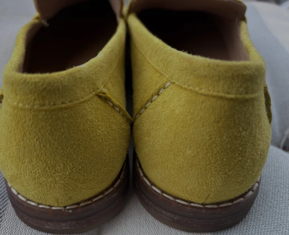 Women's Mustard Yellow Suede Hush Puppies Bounce Penny Loafers Slip On Shoes 7 - Image 4 of 4