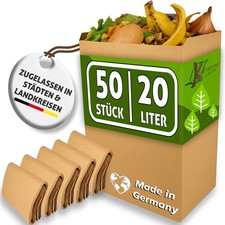 Biom&uuml;llbeutel 20L I 50stk Bio M&uuml;llbeutel I Biom&uuml;llbeutel Papier nass & rei&szlig;fest