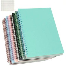 NEW Spiral Notebook 6 Pcs A5 Hardcover Graph Paper 80 Sheets